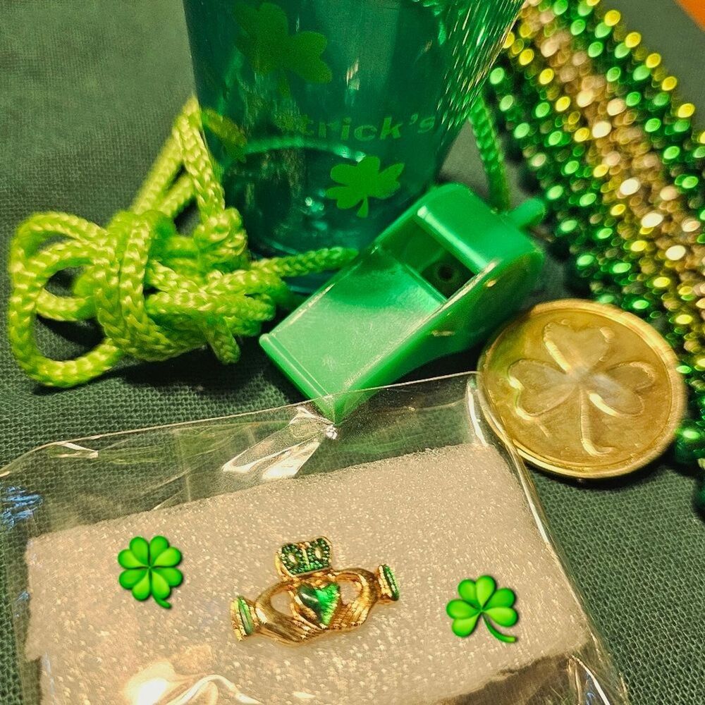Irish Claddagh Lapel Pin in Green W/ Gold Plate + St. Patrick's Day Accessories